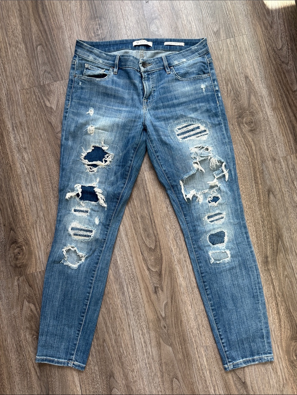 Guess Distressed Blue Skinny Jeans for Women